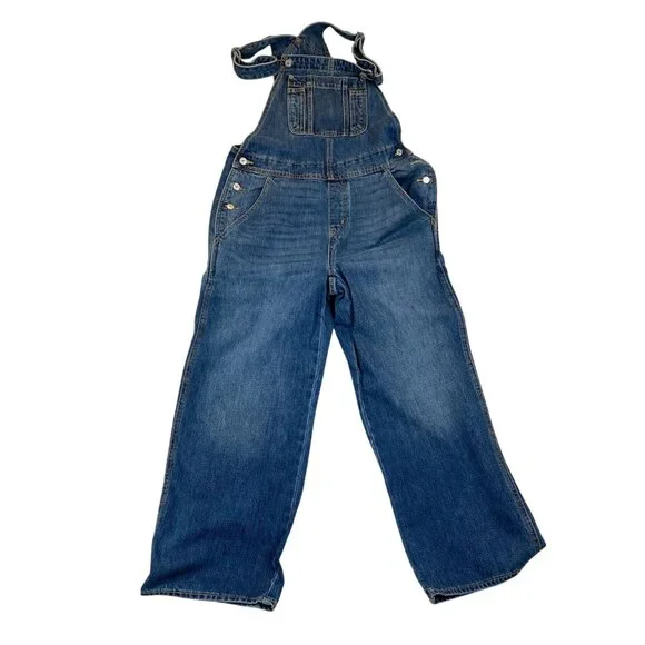 Old Navy Women's Overalls Size 8 Blue Denim Baggy Wide Leg - Picture 1 of 11